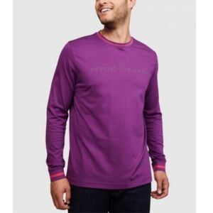 Psycho Bunny Men's Mulberry Kirby Tonal Graphic Long Sleeve T-Shirt size large